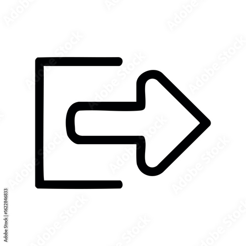Simple exit arrow icon pointing right for directions and navigation – stock vector icon in line style