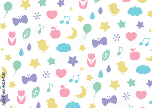 子どもかわいいパターンパステルカラー（シームレスではありません）
