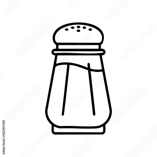 Simple black and white line drawing of a salt shaker – stock vector icon in line style