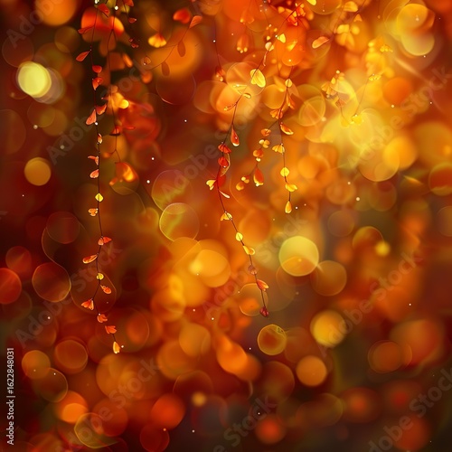 Golden apple bokeh a festive autumn fruit sparkle