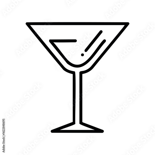 Minimalist outline of a classic martini glass – stock vector icon in line style