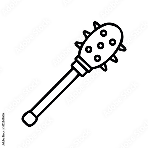 Primitive weapon with spiked head and wooden handle – stock vector icon in line style