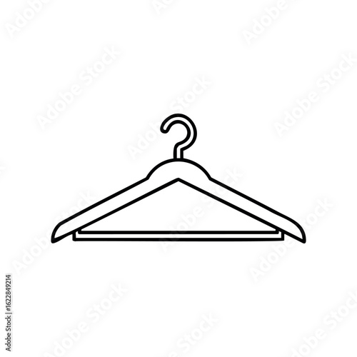 Minimalist clothes hanger in simple line art design – stock vector icon in line style