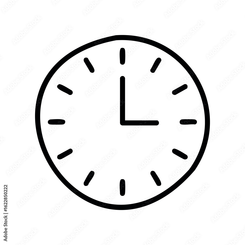 Simple line drawing of a clock showing 3 o'clock with minimalist design – stock vector icon in line style Simple line drawing of a clock showing 3 o'clock with minimalist design – stock vector icon in line style