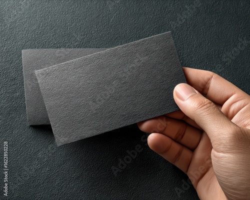 Hand holding blank business cards