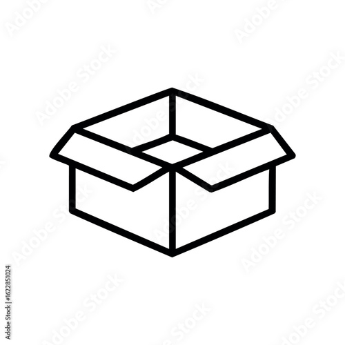 Origami style cube with unfolding panels – stock vector icon in line style
