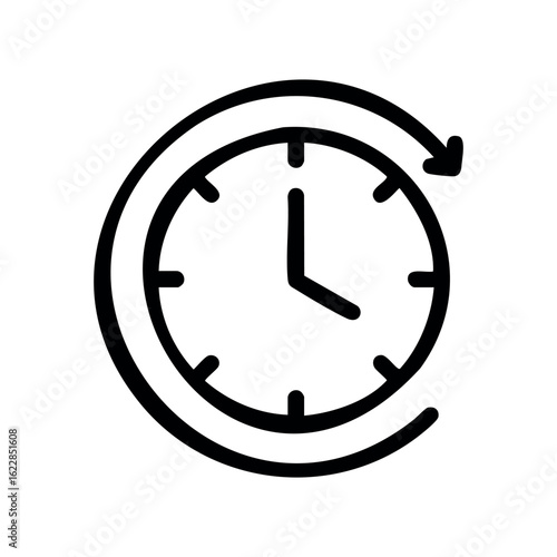 Clock with rotating arrow representing time management – stock vector icon in line style
