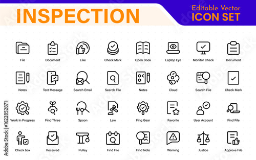 Inspection icon in filled, thin line, outline, and stroke style. Vector illustration of two colored and black inspection vector icon designs can be used for mobile, web.
