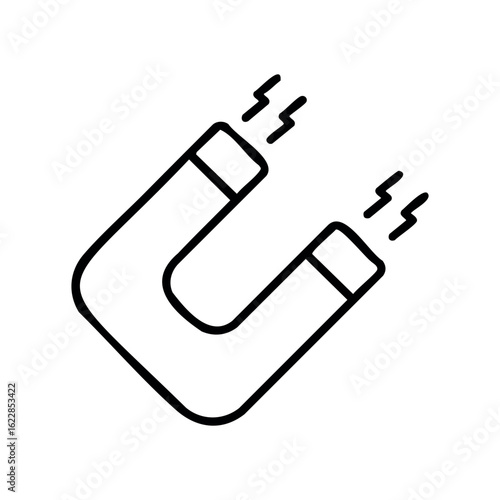 Simple drawing of a horseshoe magnet with motion lines – stock vector icon in line style