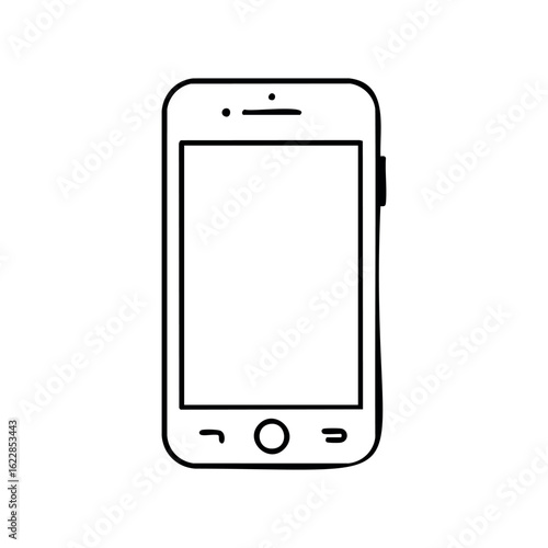 Simple doodle drawing of a smartphone with a touchscreen display – stock vector icon in line style