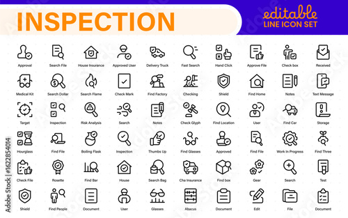 Inspection icon in filled, thin line, outline, and stroke style. Vector illustration of two colored and black inspection vector icon designs can be used for mobile, web.