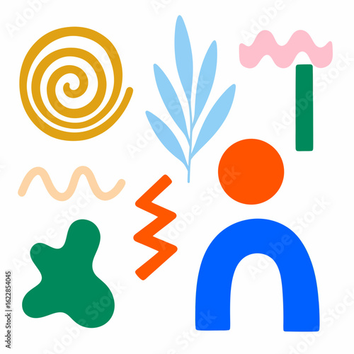 Modern shapes create a playful graphic element, perfect for adding a touch of whimsy and fun