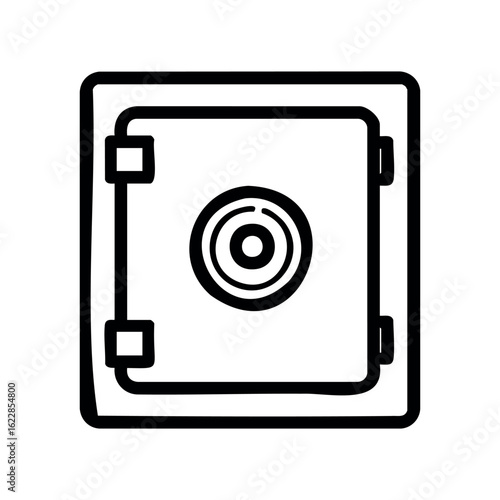 Secure metal safe with combination lock – stock vector icon in line style