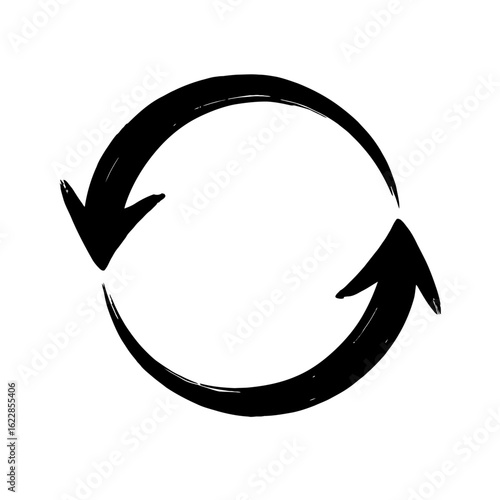 Circular Arrows Brush Stroke Vector - Refresh and Reload Icon