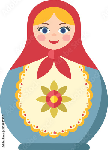 Colorful Flat Russian Matryoshka Doll Illustration