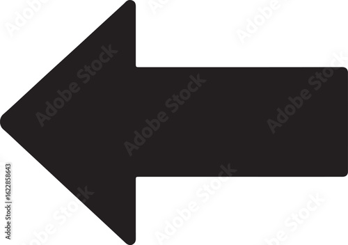 Simple Black Arrow Pointing Left With Rounded Edges Design Symbol Directional Guide Navigation Signage Modern Minimalist Art