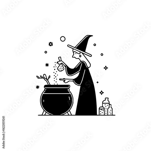 Witch cauldron potion halloween magic spell wizardry fantasy witchcraft brew spooky sorcery enchantress occult art