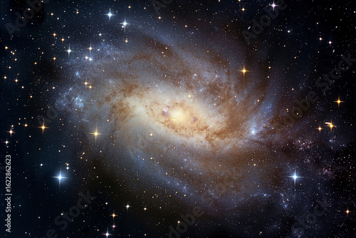 Deep space nebula with glowing stars in the dark galaxy sky