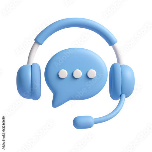 Customer Service 3D Icon: A stylized 3D icon represents customer service, featuring a headset and a speech bubble, symbolizing communication and support.