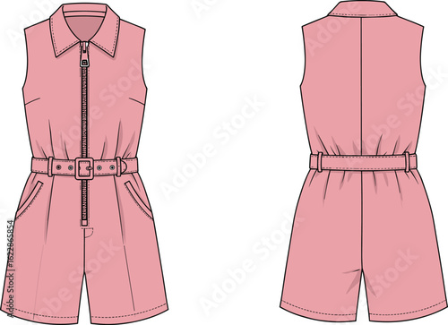 Technical flat sketch of two casual dresses: a girls' beige polka dot dress with pleated bodice and a women's olive green hooded sweatshirt dress, presented in front views, for comfortable wear.