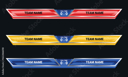 Scoreboard Broadcast Sport Lower Thirds, design sport game soccer football, futsal, basketball vector template