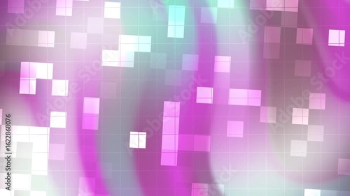 Abstracts Blink Square Abstract background animation with glowing squares and flowing purple, green, and white light effects