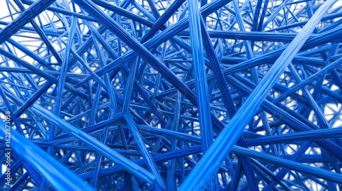 Abstract Blue Fiber Network Intricate Structure Background