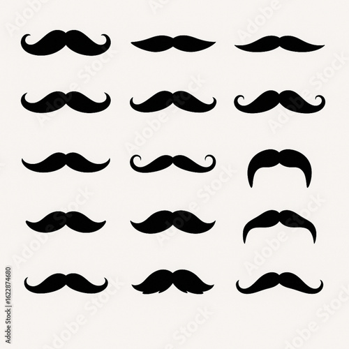The vector set of  Mustaches, Silhouettes set of the bold mustaches different types