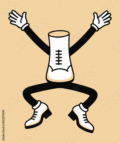 Retro cartoon character body, vintage animation style, playful graphic element