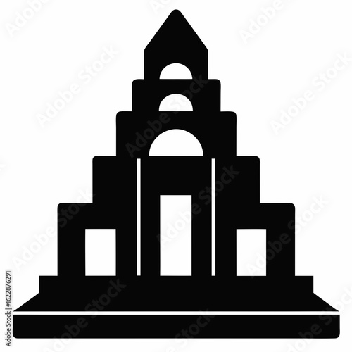 Stylized Black Silhouette of a MultiLevel Building.