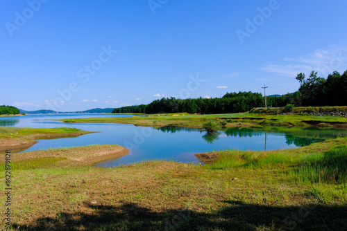 An arch dam in the Karditsa regional union of Greece, which flows into the Tavropos River, forming the artificial Lake Plastiras.