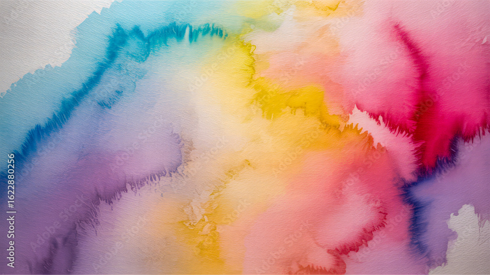 Fototapeta premium Vibrant watercolor wash blending colors abstract background
