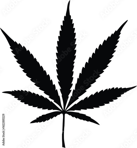Marijuana Leaf Silhouette Vector – Cannabis Silhouette in Black on Transparent Background