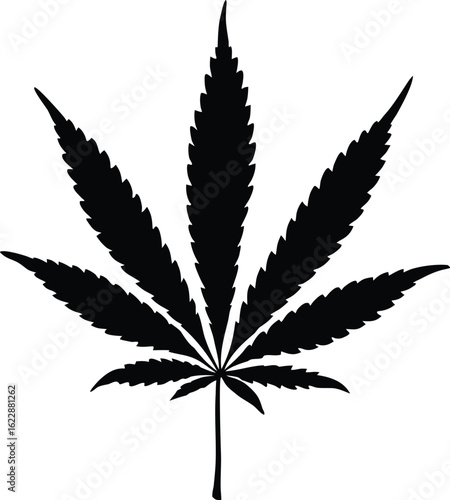 Marijuana Leaf Silhouette Vector – Cannabis Silhouette in Black on Transparent Background