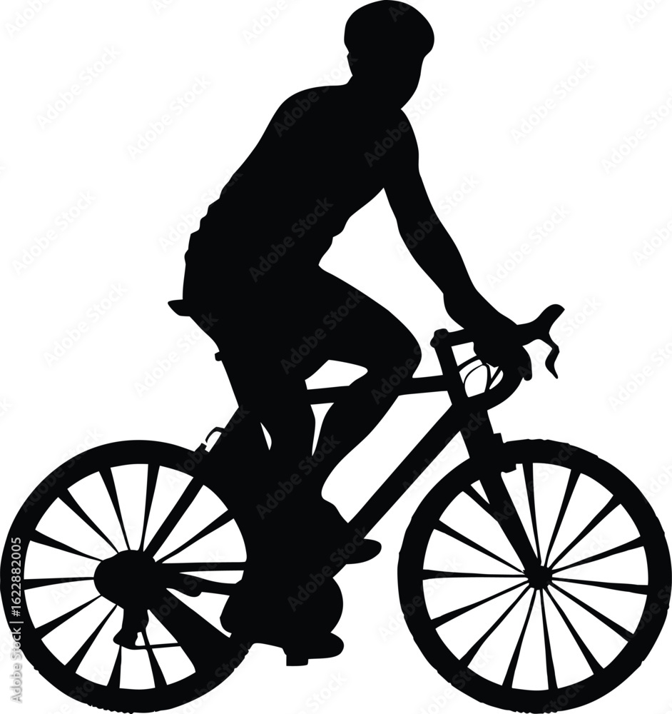 Obraz premium Cyclist Silhouette Vector – Bicycle Rider Silhouette in Black on Transparent Background
