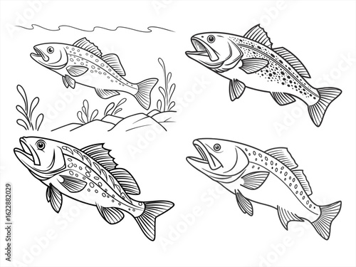 coloring page line art the cod black vector bundle