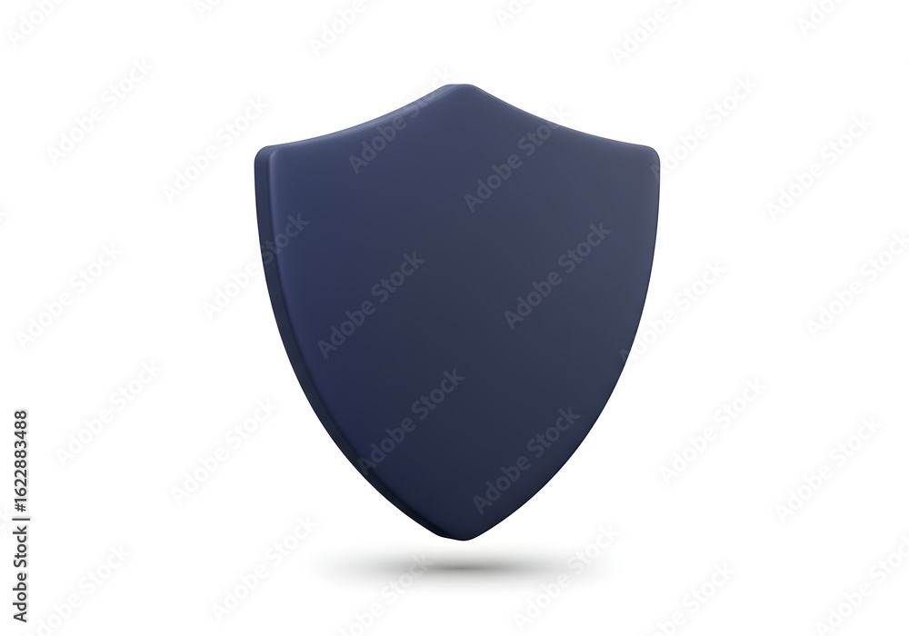 Dark Blue Shield 3D Icon - Security, Protection, Defense Concept, Isolated on White Background. Dark Blue Shield 3D Icon - Security, Protection, Defense Concept, Isolated on White Background.