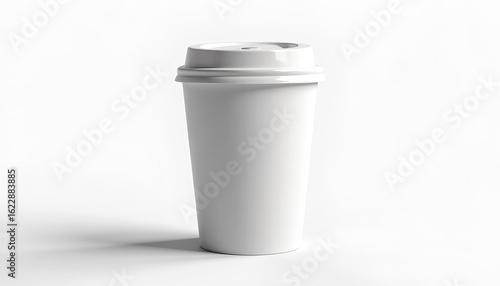 Wallpaper Mural Minimalist White Coffee Cup with Lid on White Background Perfect for Mockups and Design Projects Highlighting Simplicity and Cleanliness in Beverage Presentation Torontodigital.ca