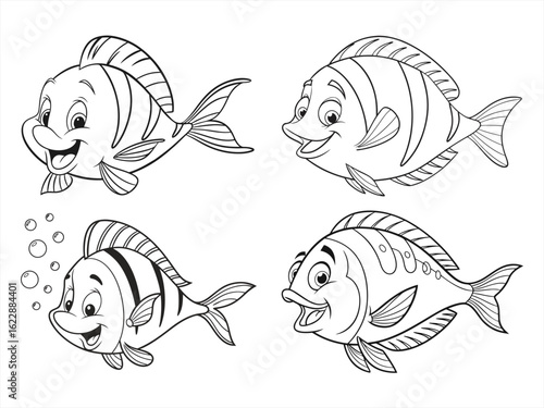 coloring page line art the flounder black vector bundle