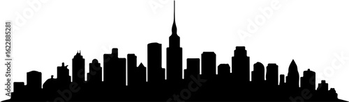 silhouette vector of a city skyline with varied building heights and architectural styles 