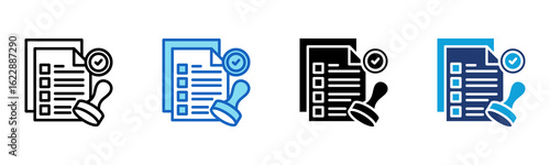 Document Approved icon Multi Style Vector Illustration