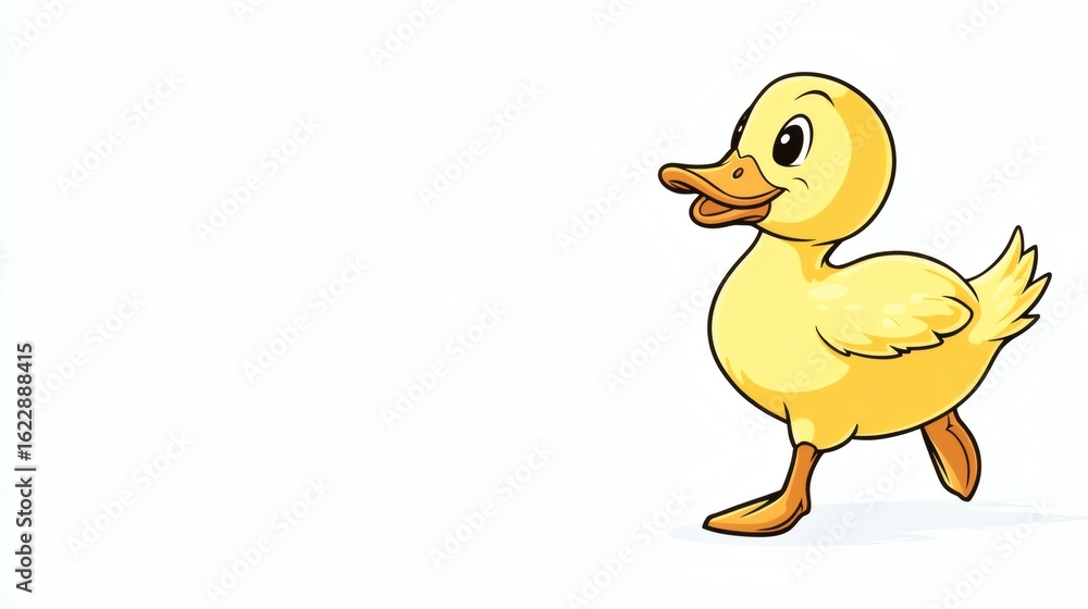 Fototapeta premium Cute little duckling in cartoon style.