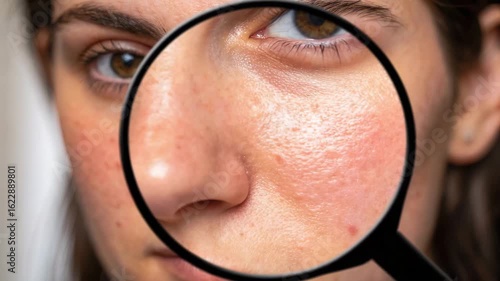 Effective Dermatology Solutions for Acne Close Up on Skin Health and Confidence with Magnifying Glass Insights on Facial Care