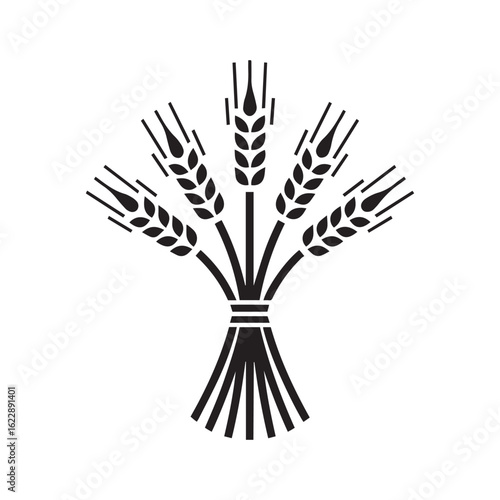 Silhouette of a Wheat Sheaf Icon for Agriculture and Farming