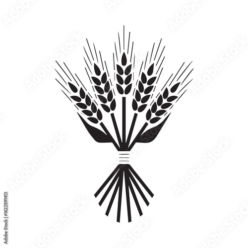 Silhouette of a Wheat Sheaf Icon for Agriculture and Farming