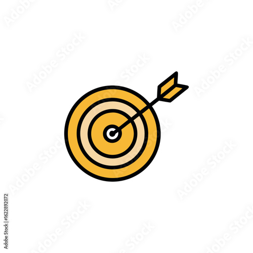 Vector art of target with arrow in the center, isolated on white background