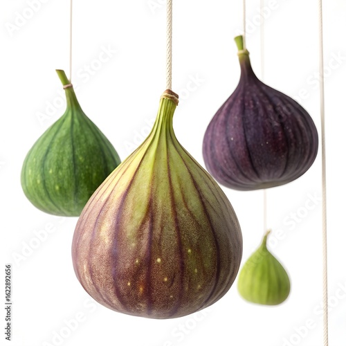 Fresh Hanging Figs: Green, Purple, and Striped Varieties