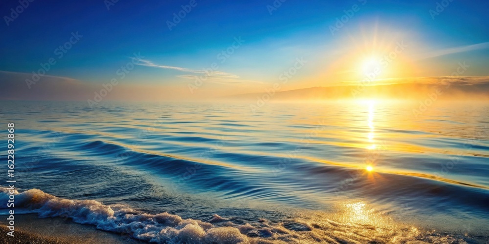 Obraz premium Serene Sunrise Over Calm Ocean Waters With Gentle Waves Lapping the Shore