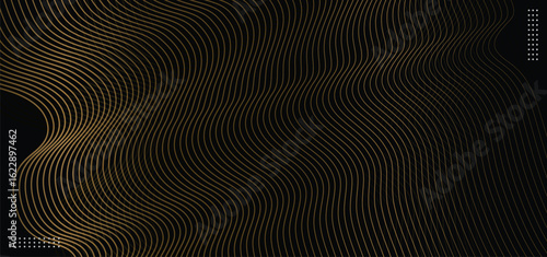 Wallpaper Mural Abstract gold wavy lines on black background. Torontodigital.ca