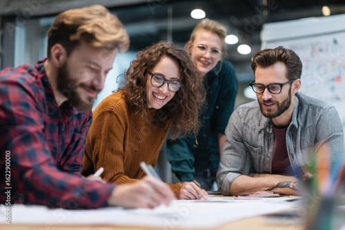 A multi-ethnic team of professionals discussing the marketing strategy for a new business project. Their collective expertise is being leveraged to ensure a successful launch and brand positioning.